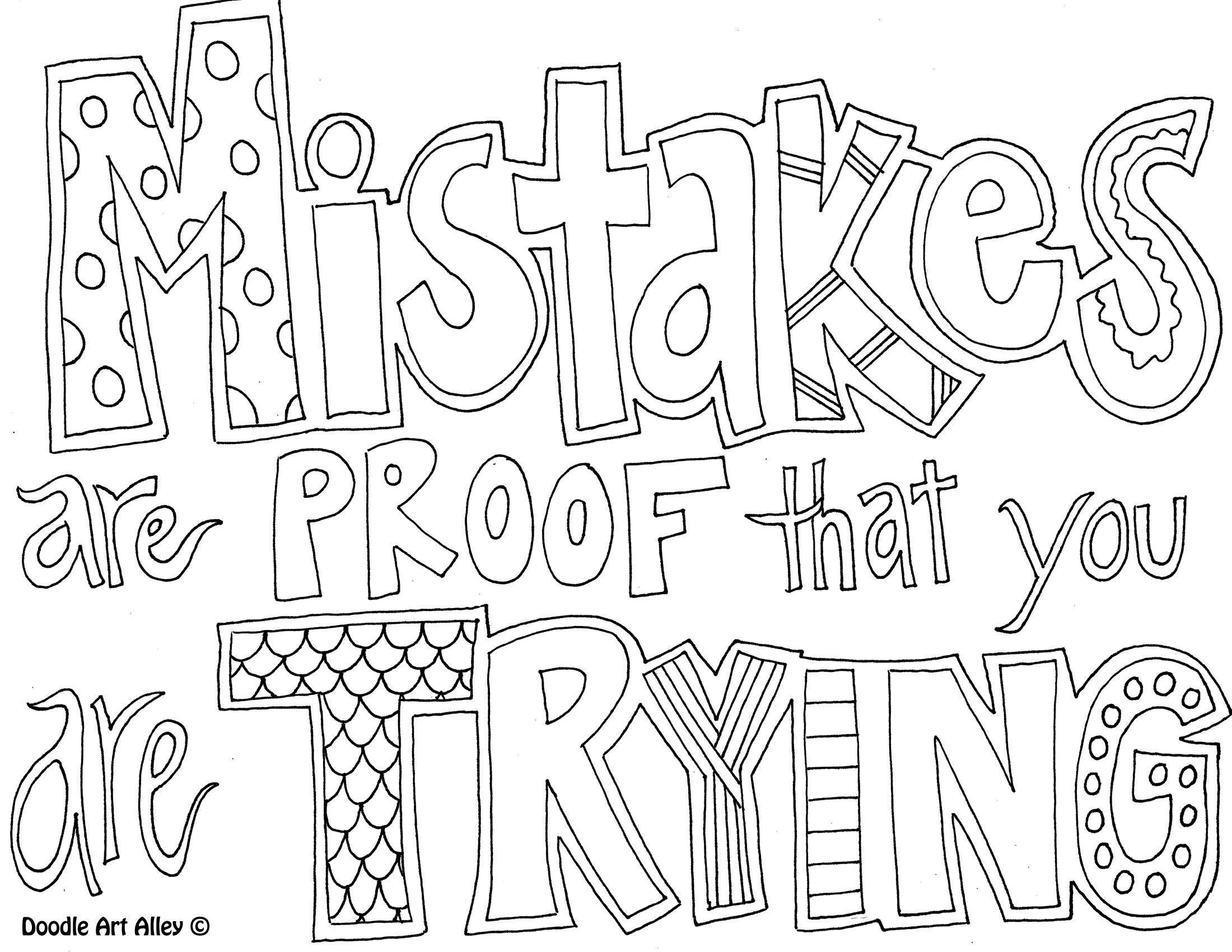Mistakes are proof that you are trying Coloring Page - Free Printable Coloring  Pages for Kids