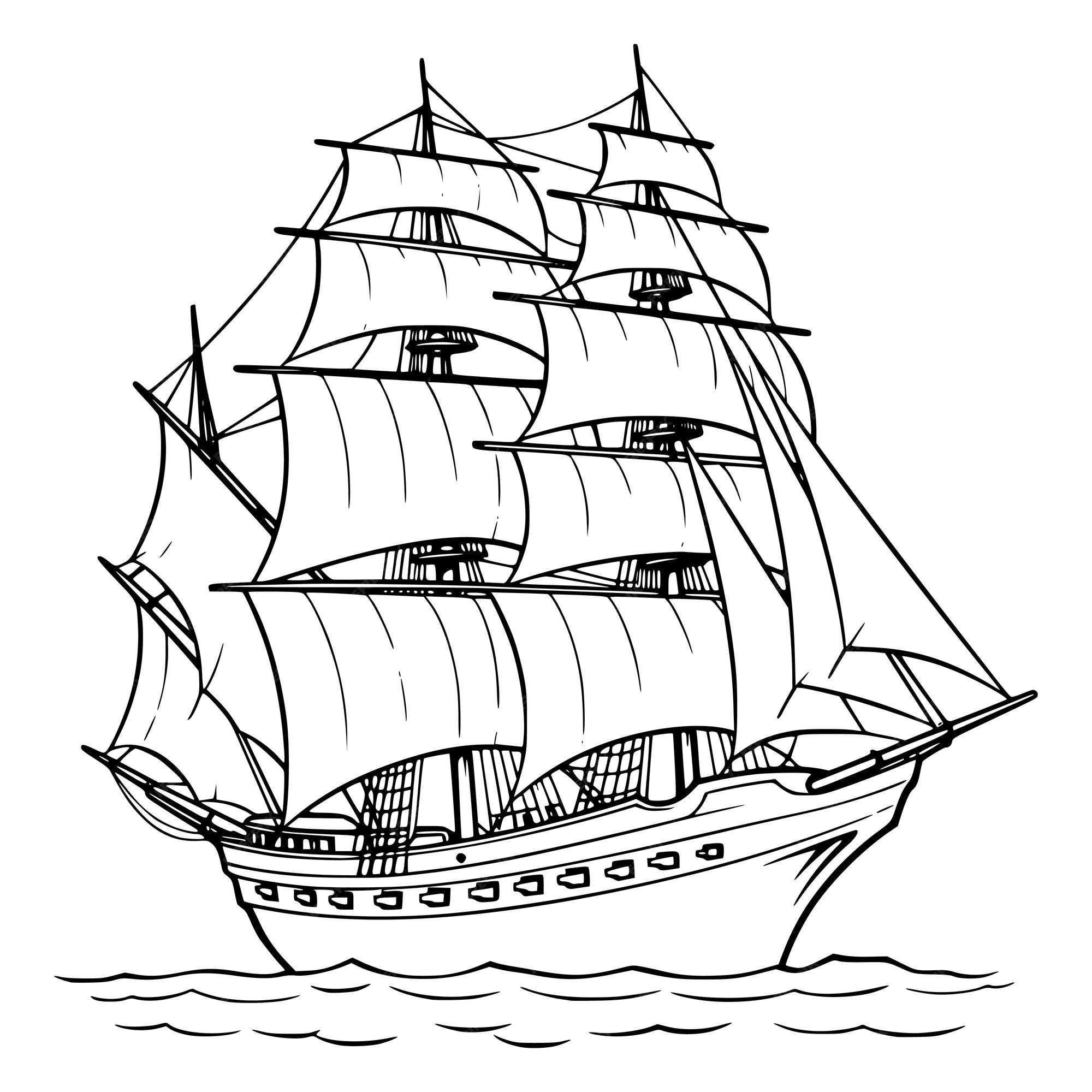 Premium Vector | Sailboat coloring page for kids