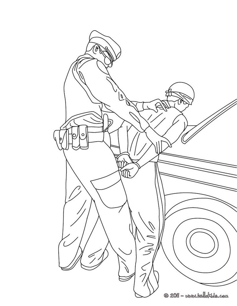 POLICEMAN coloring pages - Policeman arresting a thief