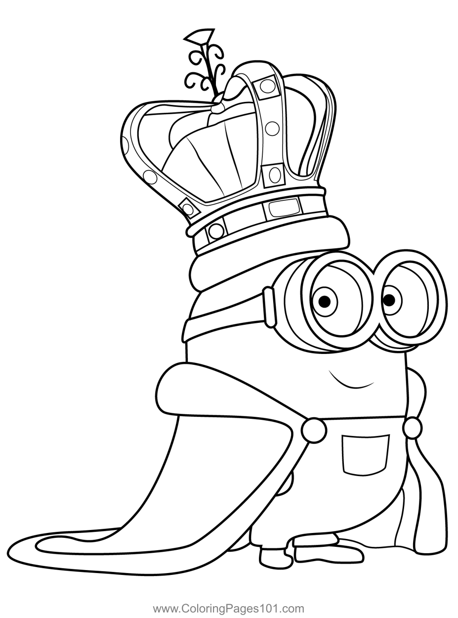 King Bob Minions Coloring Page for Kids - Free Minions Printable Coloring  Pages Online for Kids - ColoringPages101.com | Coloring Pages for Kids