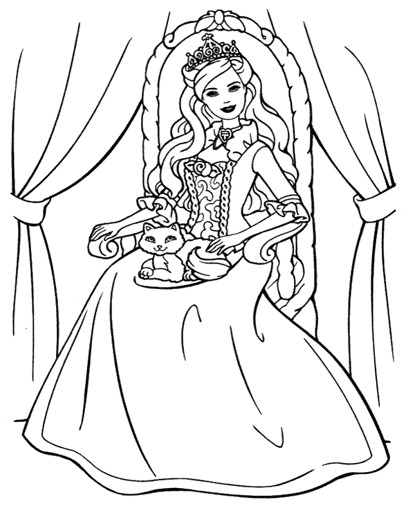 Queen with cat coloring sheet - Topcoloringpages.net