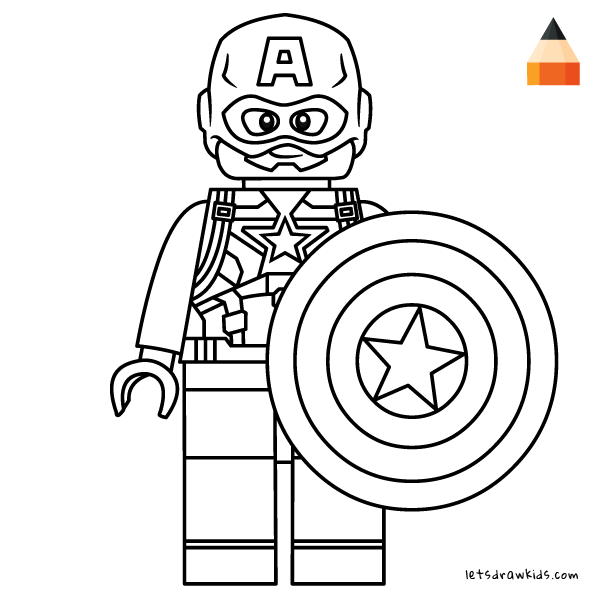 Coloring page for Kids - How To Draw Lego Captain America | Lego ...