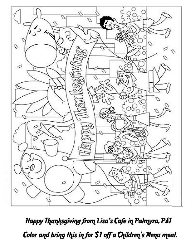 Coloring Pages for Friends Under 12 from Lisa's Cafe, Palmyra,PA