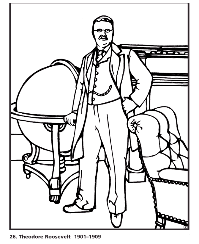 USA-Printables: President Theodore Roosevelt - 26th President of the United  States - 2 - US Presidents Coloring Pages