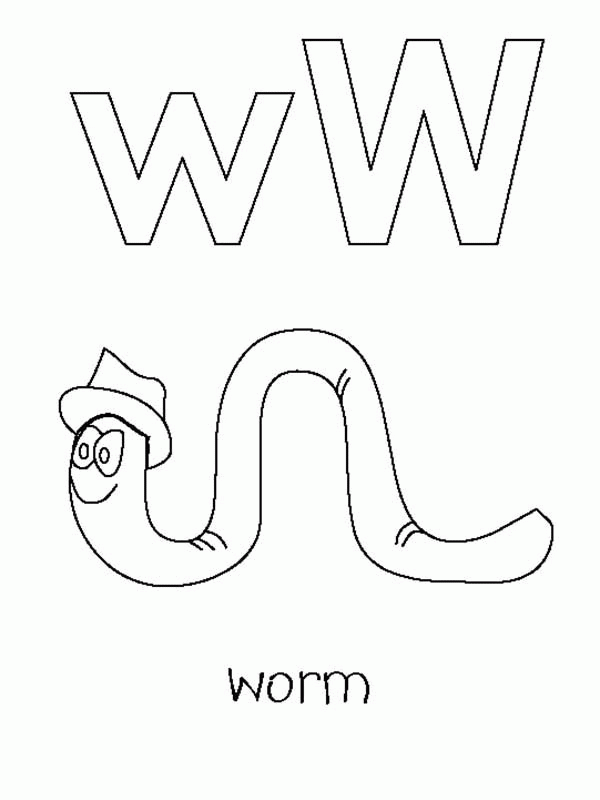 W Is For Worm Coloring Page - High Quality Coloring Pages