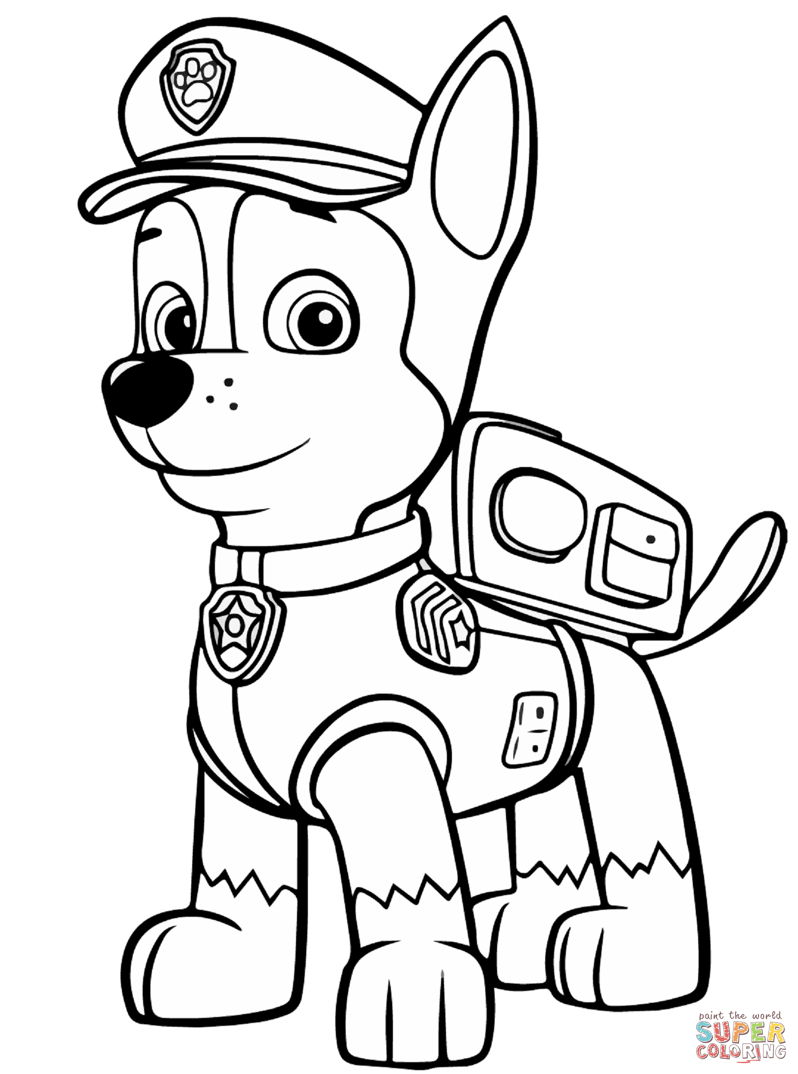 Paw Patrol Chase coloring page | Free Printable Coloring Pages