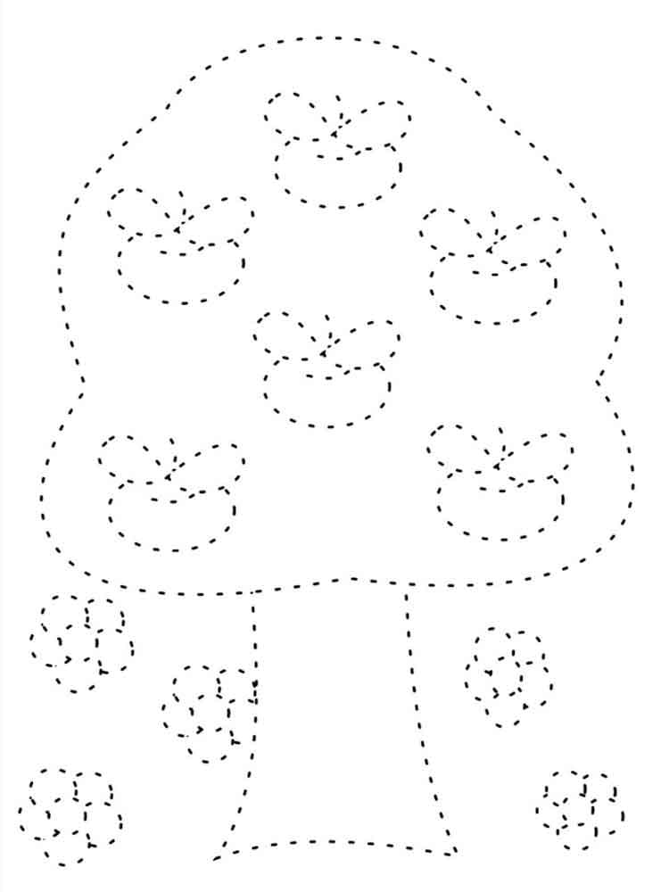 Flowers and Tree Tracing Coloring Page - Free Printable Coloring Pages for  Kids