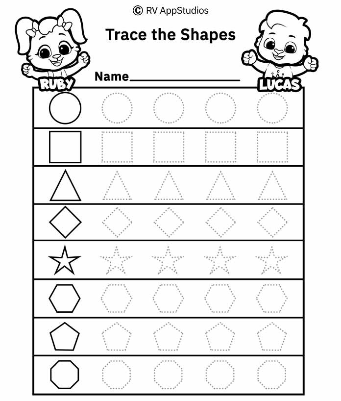 Dotted Line Shapes Coloring Page