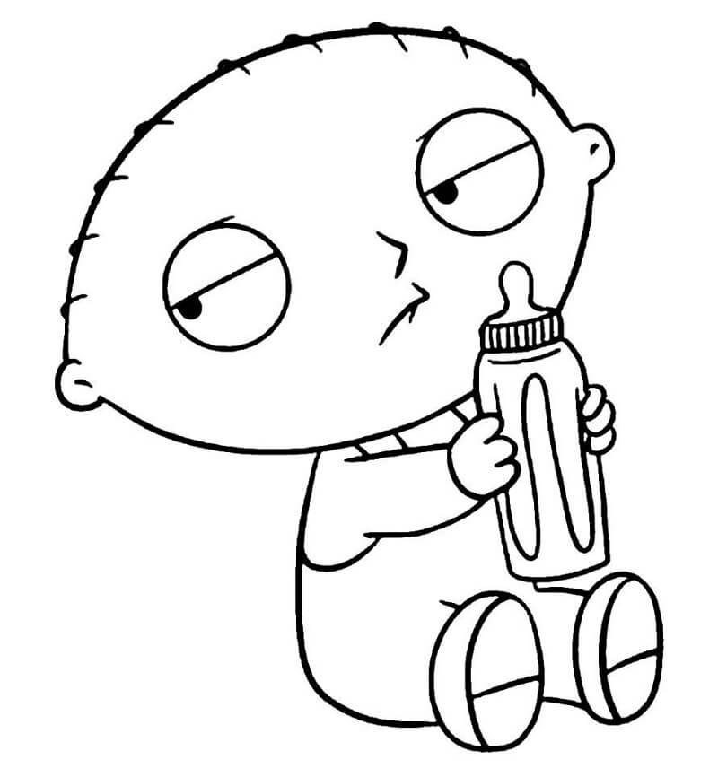 Stewie with Milk Bottle Coloring Page - Free Printable Coloring Pages for  Kids