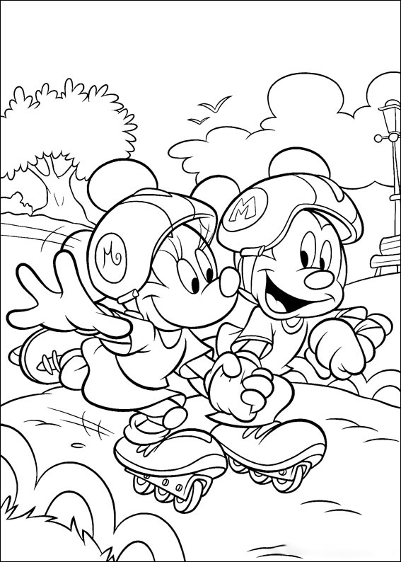 Mickey and Minnie roller skating Coloring Pages - Disney Coloring Pages - Coloring  Pages For Kids And Adults