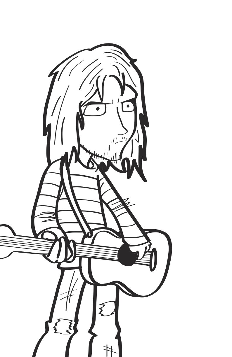 Kurt Cobain | Coloring pages, Fictional characters, Humanoid sketch