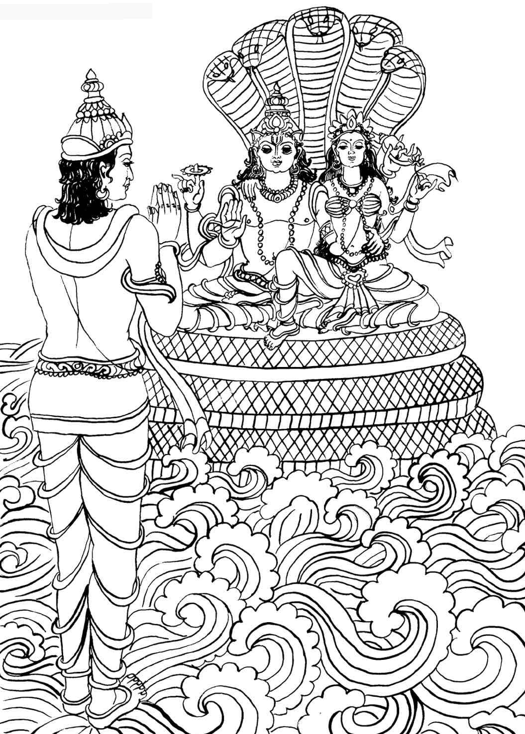 lord vishnu and lakshmi coloring pages - Clip Art Library