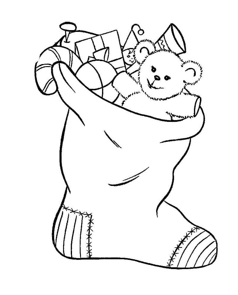 Toys in Christmas Stocking Coloring Page - Free Printable Coloring Pages  for Kids