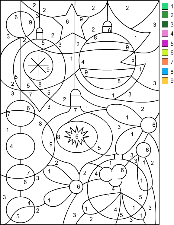 Christmas Color By Number Page Coloring Page
