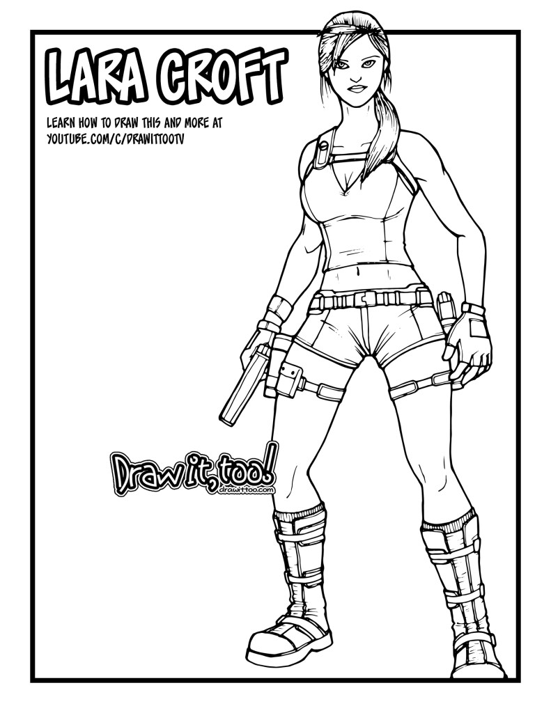How to Draw LARA CROFT (Tomb Raider) Drawing Tutorial - Draw it, Too!