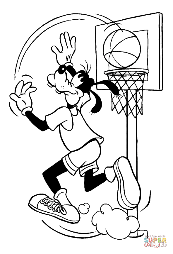Goofy Playing Basketball coloring page | Free Printable Coloring Pages