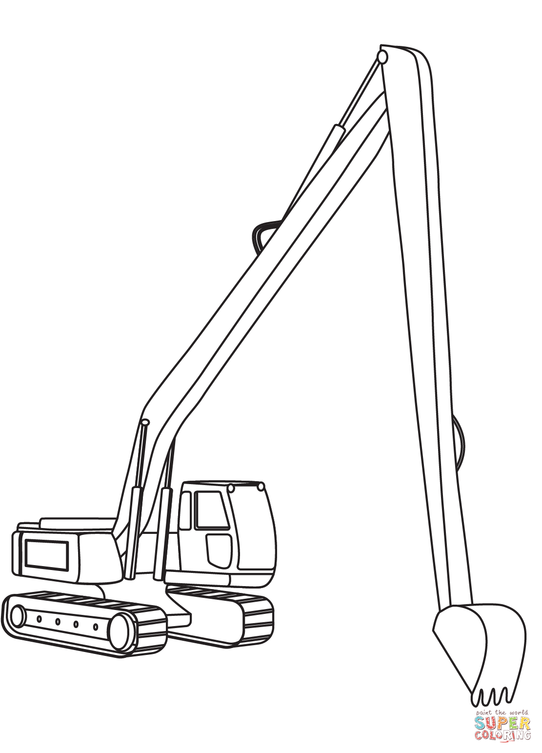 Long Reach Excavator coloring page | Free Printable Coloring Pages
