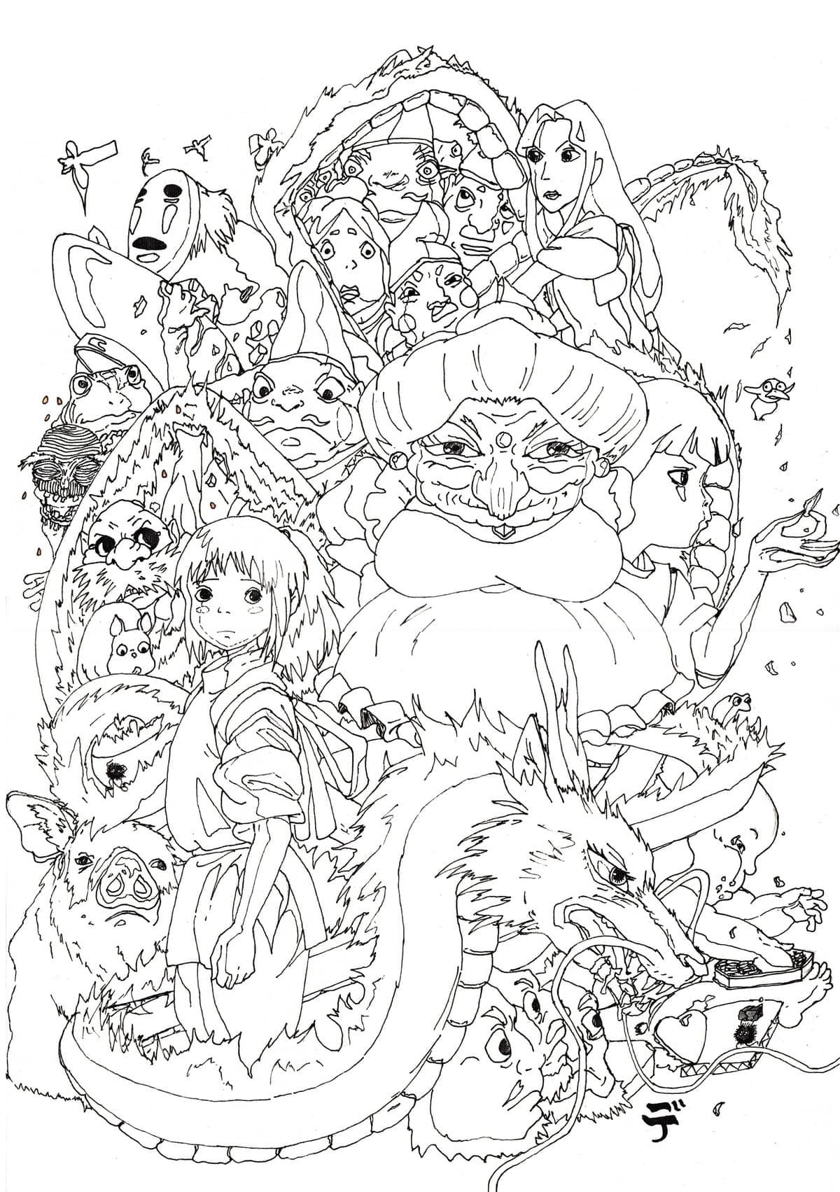 Anime Spirited Away Coloring Page - Anime Coloring Pages