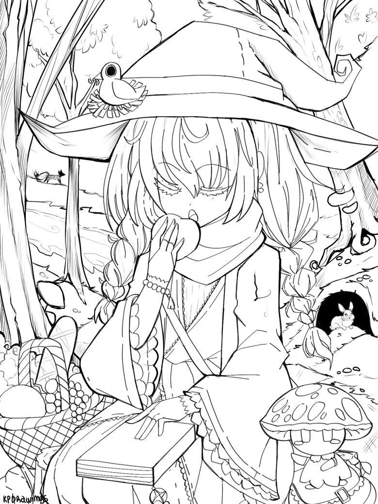 Autumn Witch Coloring Page - KPBeachan's Ko-fi Shop - Ko-fi ❤️ Where  creators get support from fans through donations, memberships, shop sales  and more! The original 'Buy Me a Coffee' Page.