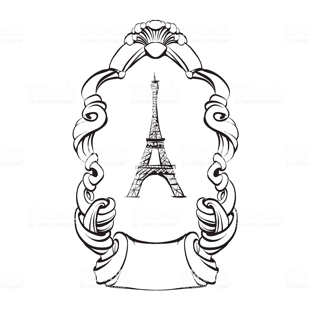 Eiffel Tower Paris Sketch Vector Outline Stock Illustration ...