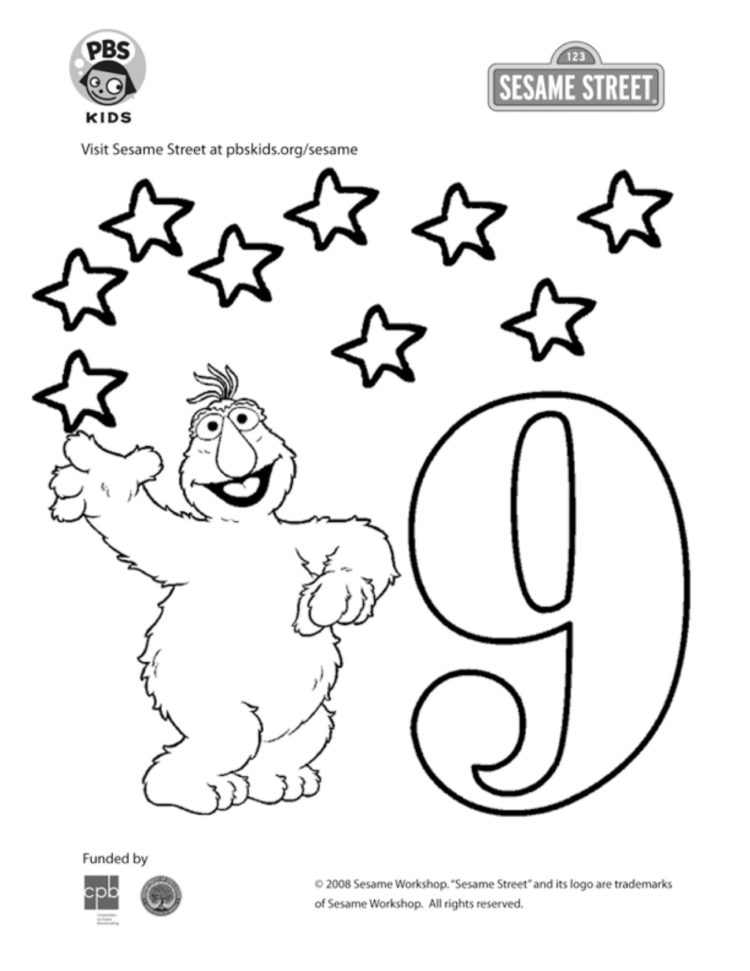 The Number 9 Coloring Page | Kids Coloring… | PBS KIDS for Parents