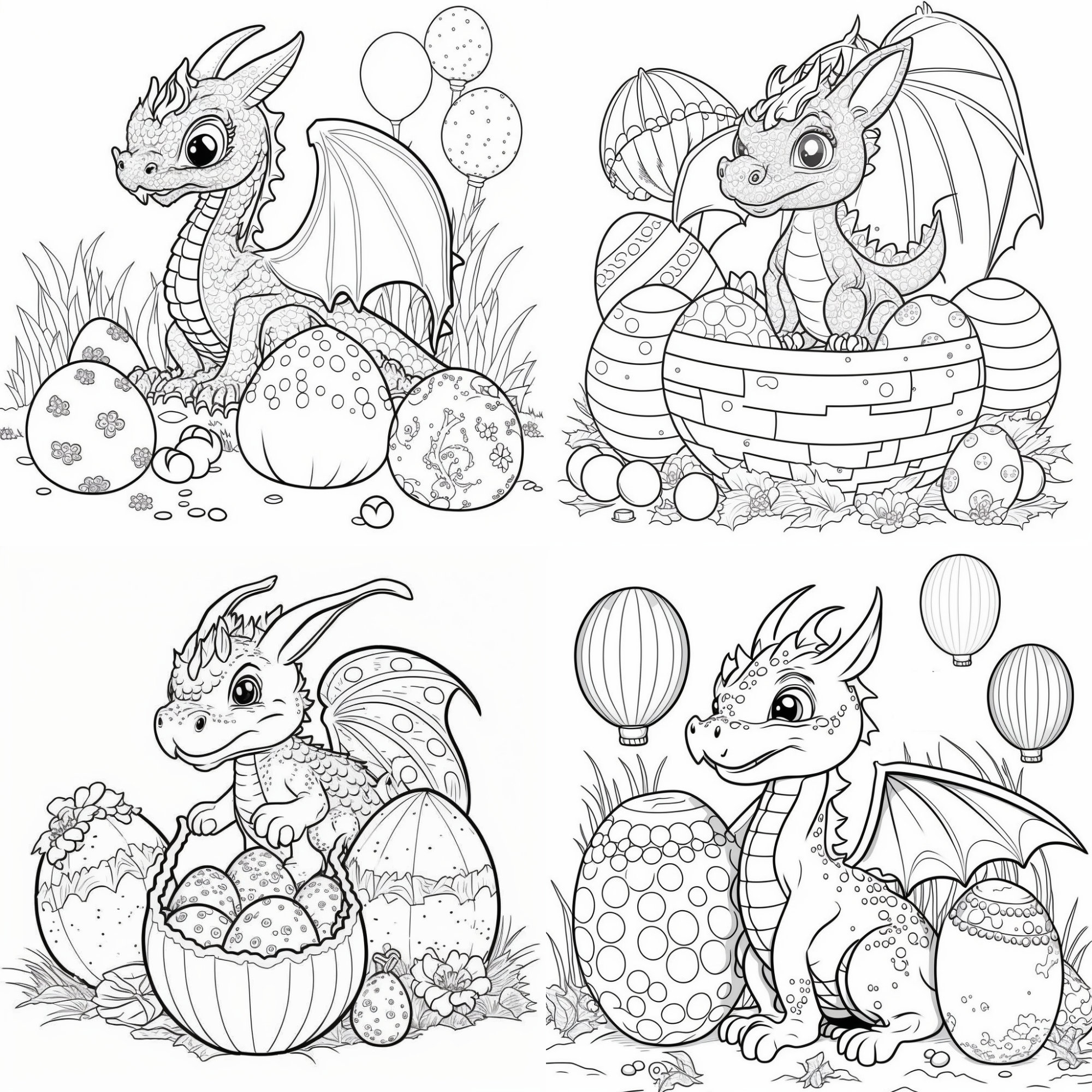100 Easter Egg Dragon Coloring Pages Printable Coloring Book - Etsy