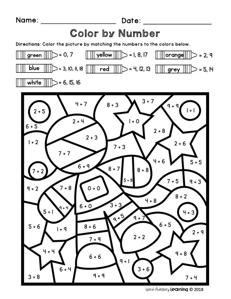 Sums of 2 one-digit numbers Color By Numbers | Math coloring worksheets, Addition  coloring worksheet, Addition worksheets