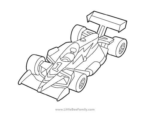 Race Car Coloring Page - Little Bee Family