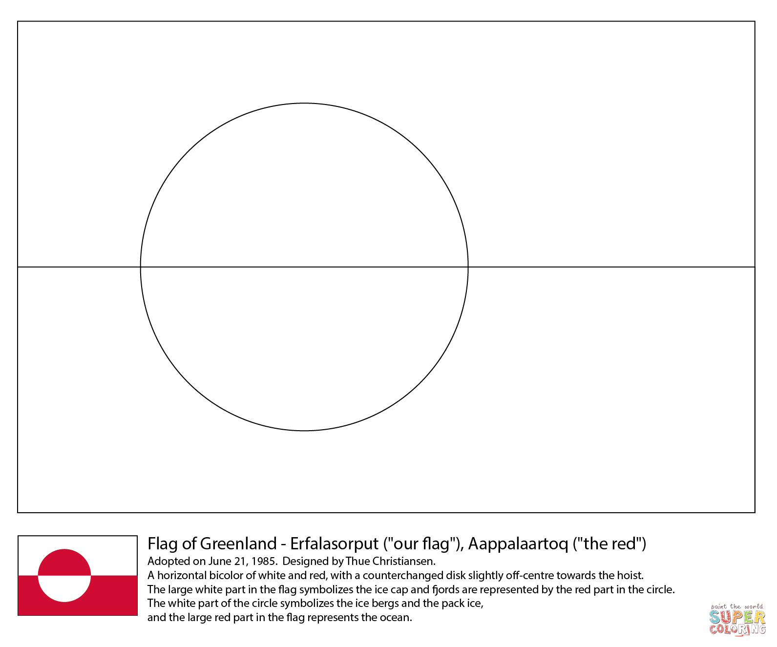 Flag of Greenland coloring page | Free Printable Coloring Pages