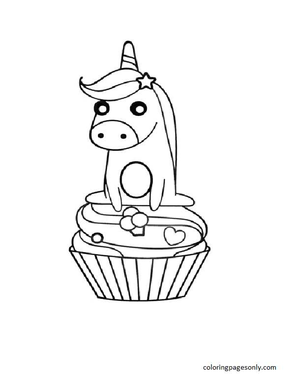 Unicorn on Cupcake Coloring Pages - Cupcake Coloring Pages - Coloring Pages  For Kids And Adults