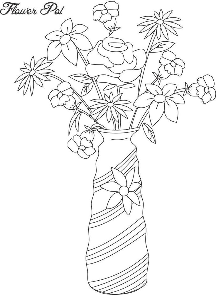 Colouring Page Flower Pot - Creative Art