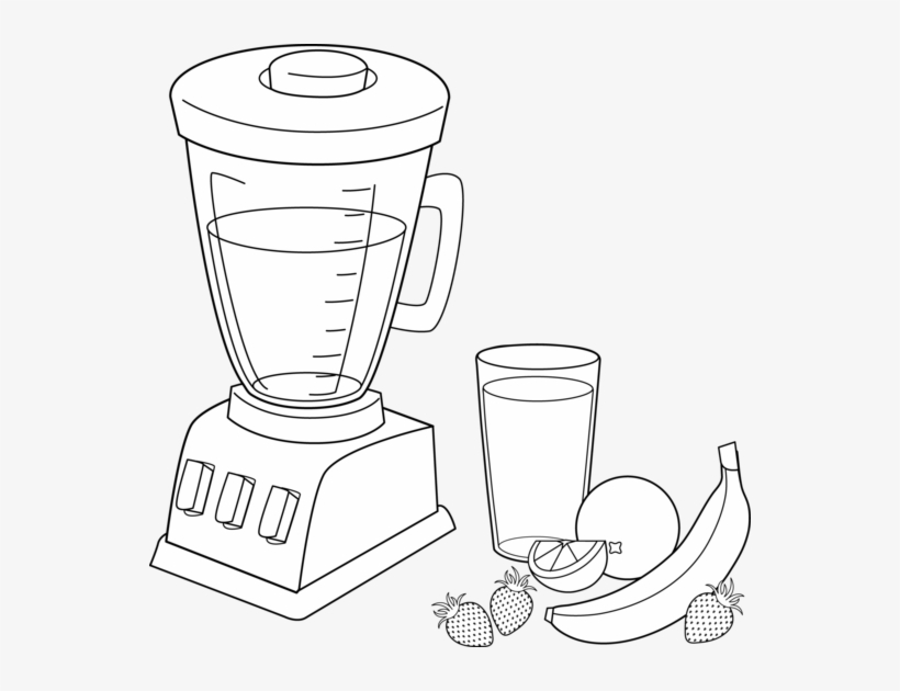 Blender Fruit Smoothie Colorable - Blender Coloring Page - 548x550 PNG  Download - PNGkit