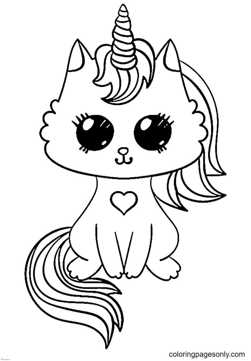 Unicorn Kitty Cat Coloring Pages - Unicorn Cat Coloring Pages - Coloring  Pages For Kids And Adults