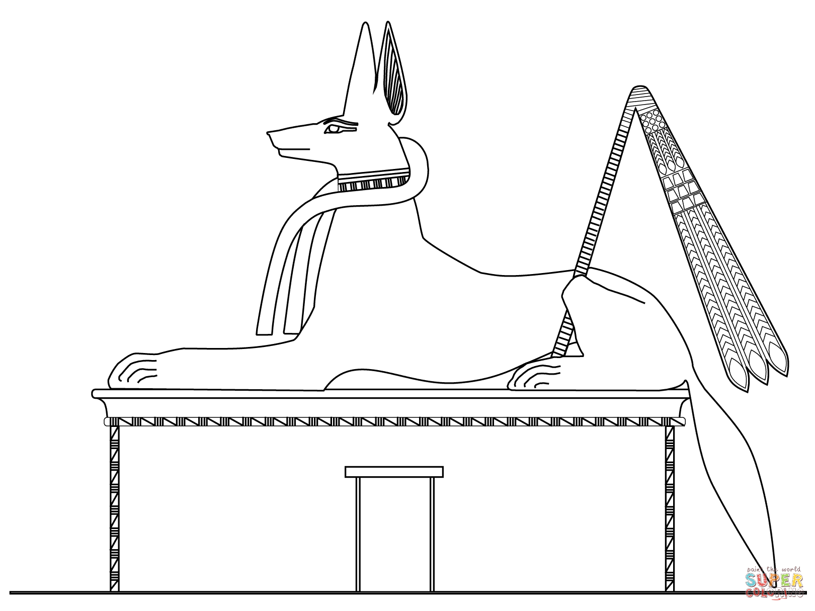 Anubis as a black-coated jackal coloring page | Free ...