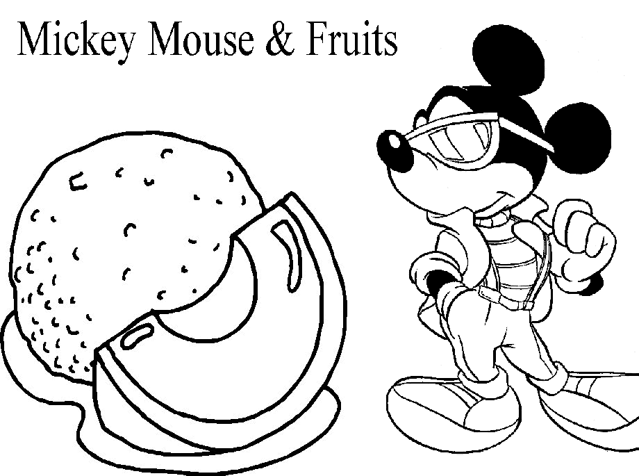 Disney Mickey Mouse & Fruits Coloring Pages