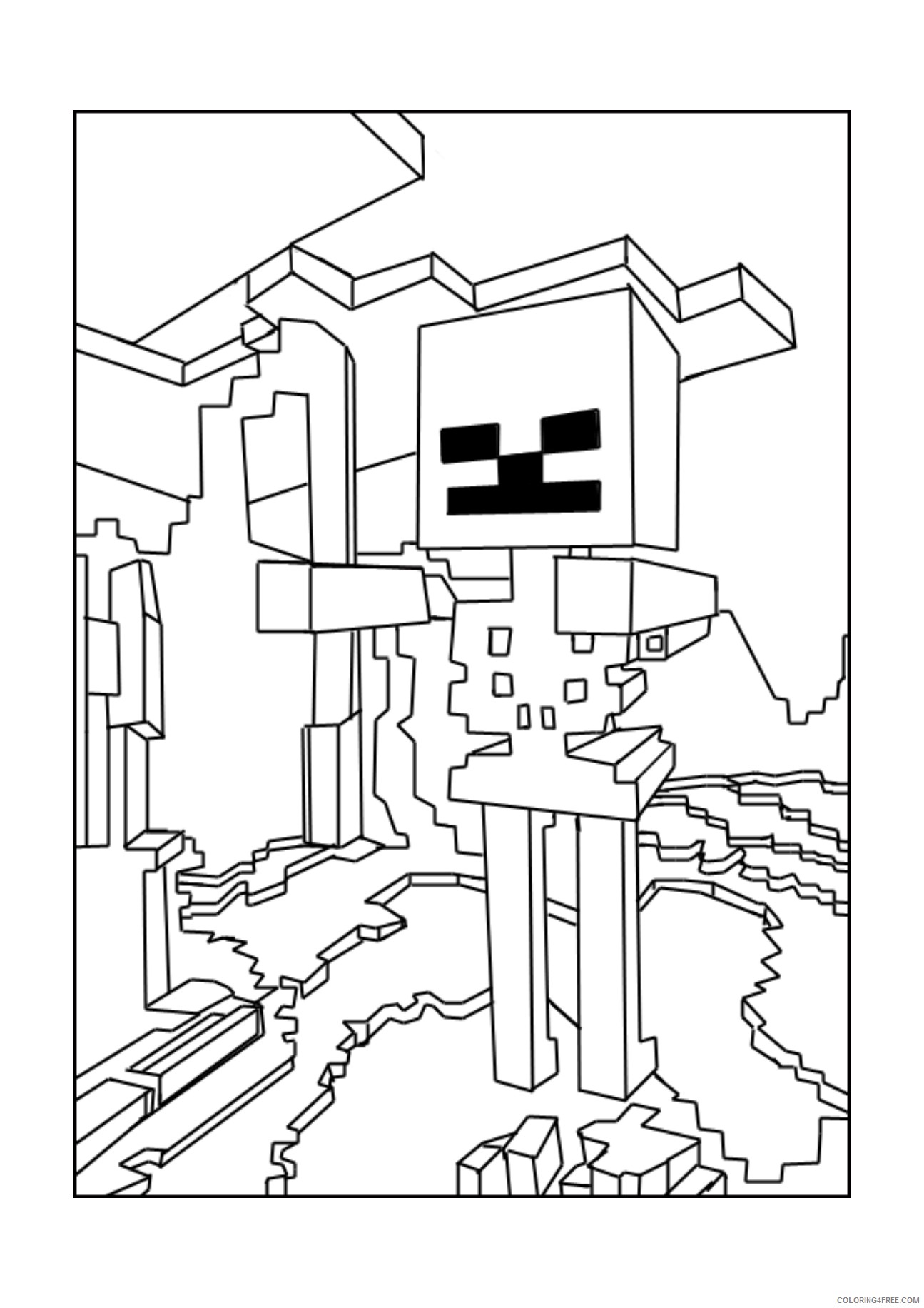 minecraft skeleton coloring pages Coloring4free - Coloring4Free.com