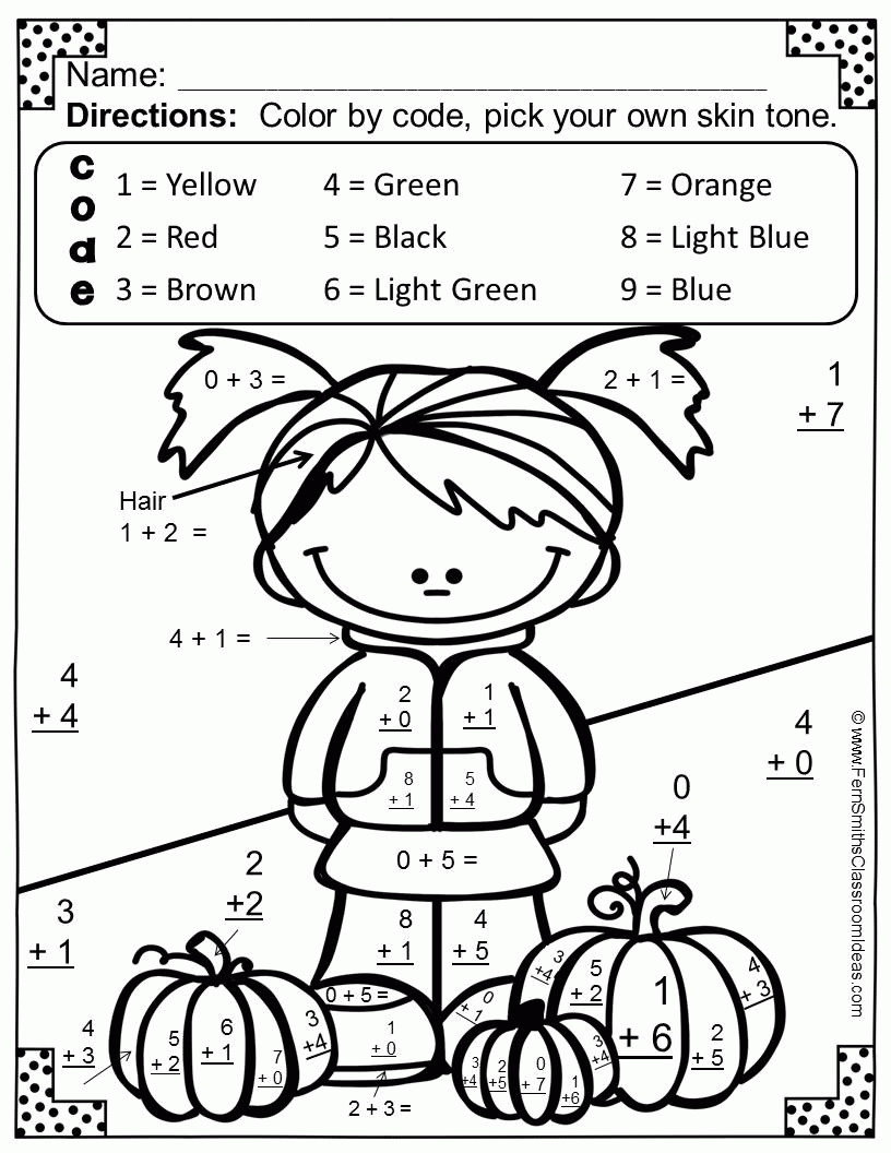 Free Color Number Addition Coloring Pages For Kids