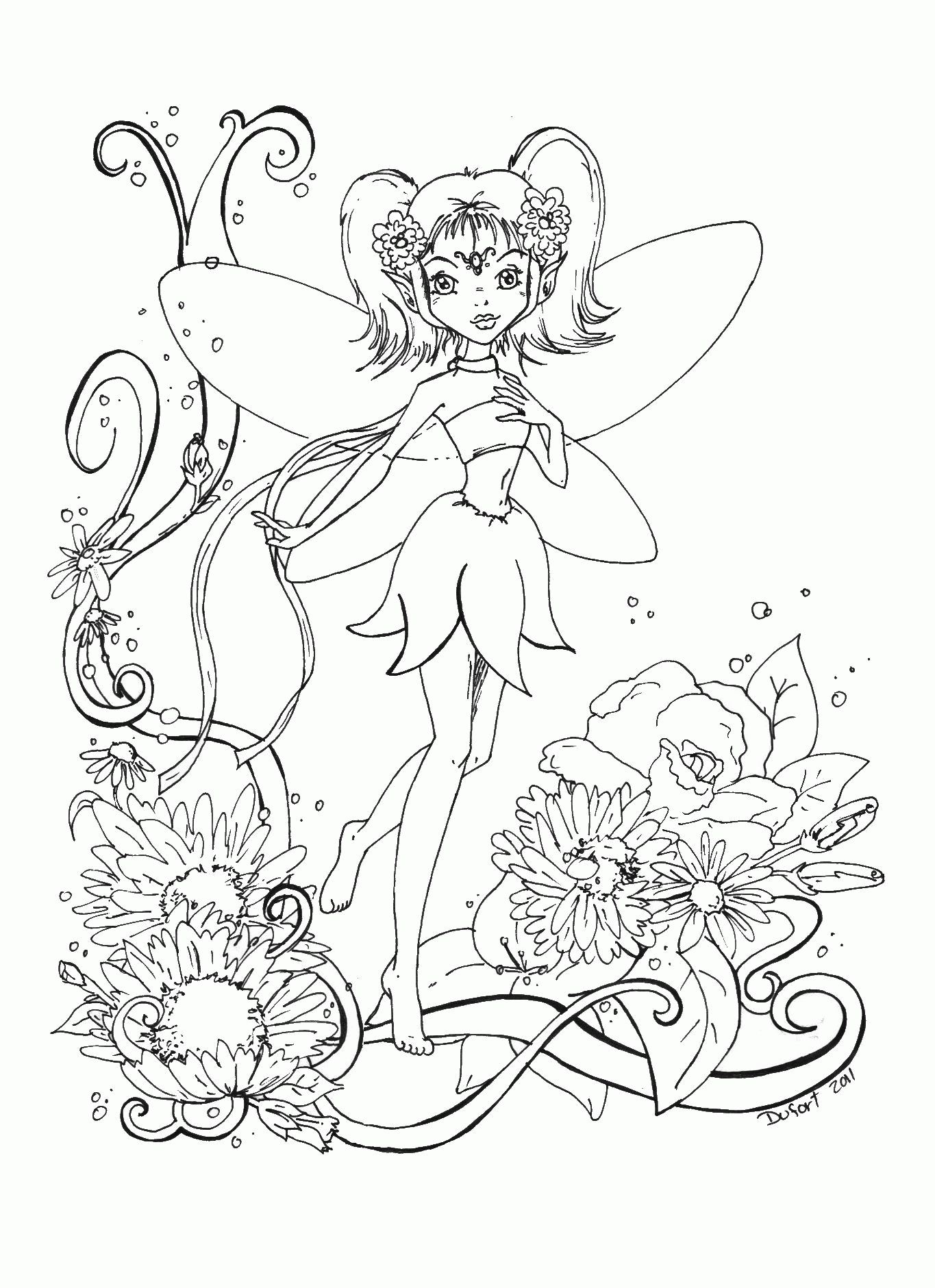 Free Fairy With Mirror Coloring Pages For Adult - VoteForVerde.com