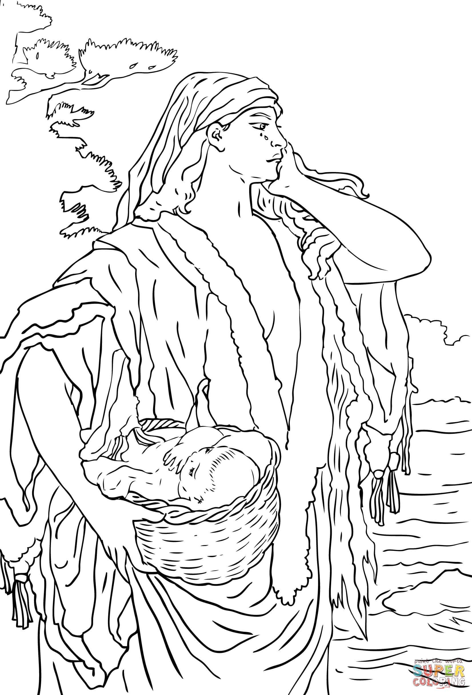 Baby Moses and Jochebed coloring page | Free Printable Coloring Pages