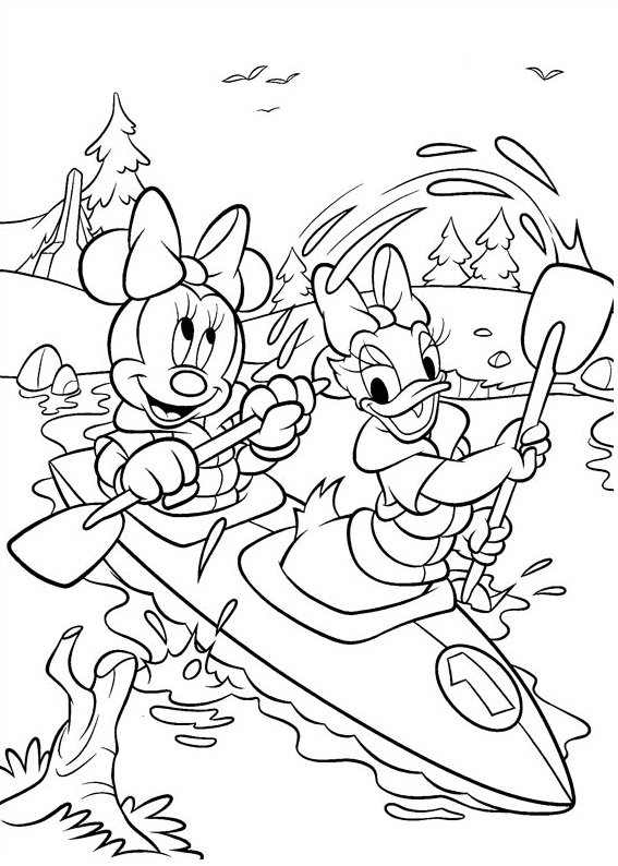 Minnie And Daisy Rowing Coloring Page - Free Printable Coloring Pages for  Kids