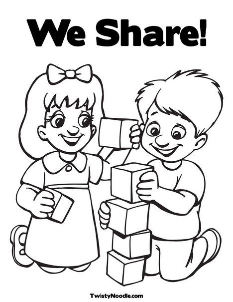 We Share Coloring Page | Preschool coloring pages, Preschool friendship,  Thankful for friends