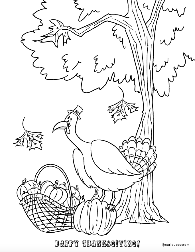 Free Thanksgiving Coloring Page — Custom Coloring Books | Curious Custom |  Made in the USA