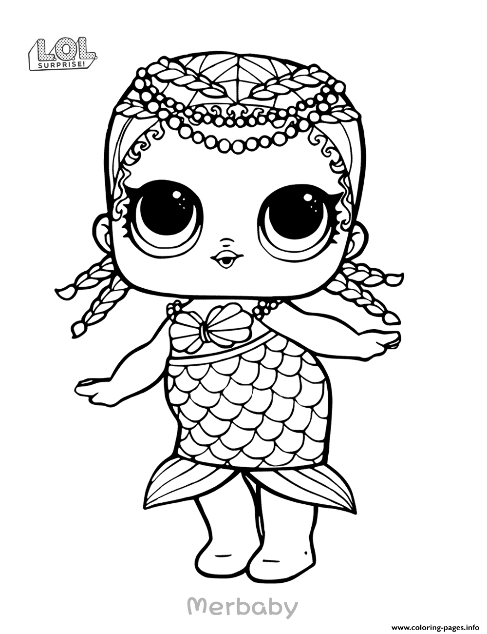 Mermaid LOL Surprise Doll Merbaby Coloring Pages Printable