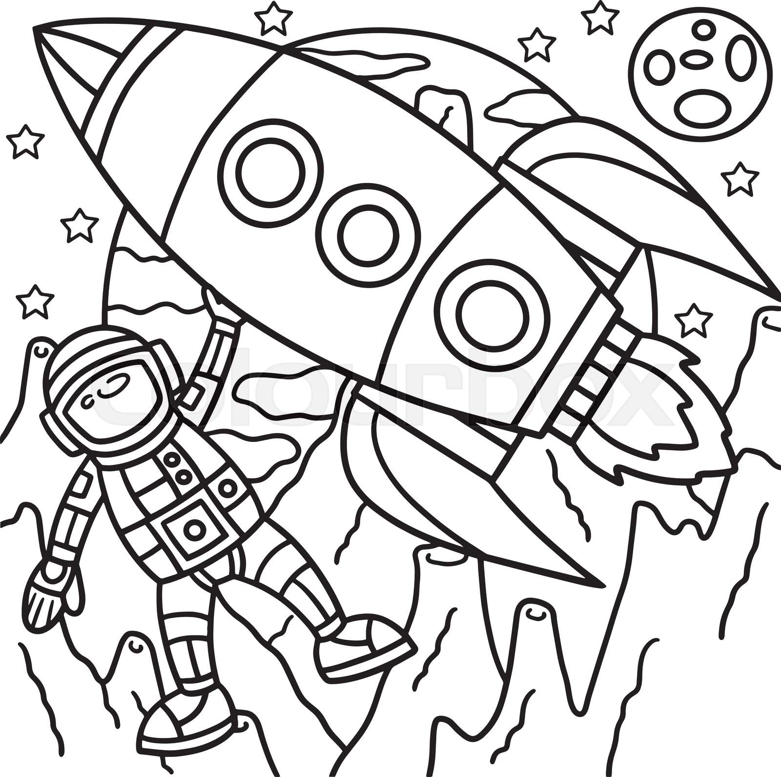 Astronaut Space Rocket Ship Coloring Page for Kids | Stock vector |  Colourbox