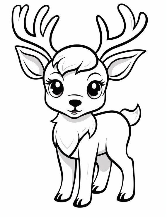 Baby Reindeer, Christmas Coloring, Printable Coloring Page, Coloring for  Adults and Kids, Instant Download, PNG, Commercial Use - Etsy