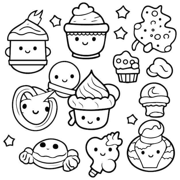 Kawaii food mini coloring page Vectors ...