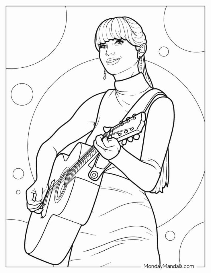 20 Taylor Swift Coloring Pages (Free PDF Printables) | Coloring pages, Coloring  book art, Colouring pages