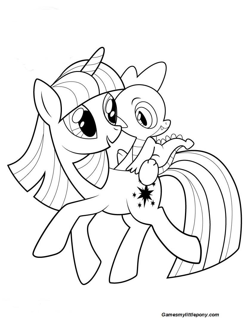 Twilight Sparkle And Spike Coloring Page - My Little Pony Coloring Pages
