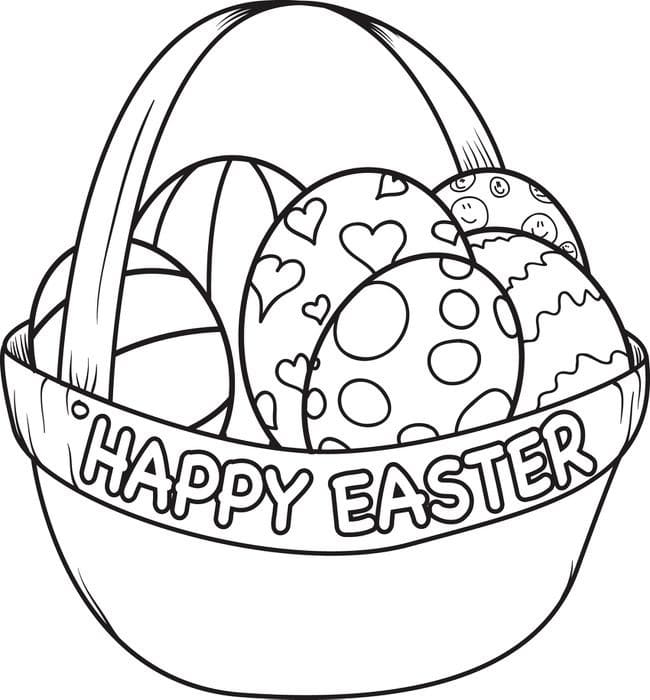 Happy Easter Eggs Basket Coloring Page - Free Printable Coloring Pages for  Kids