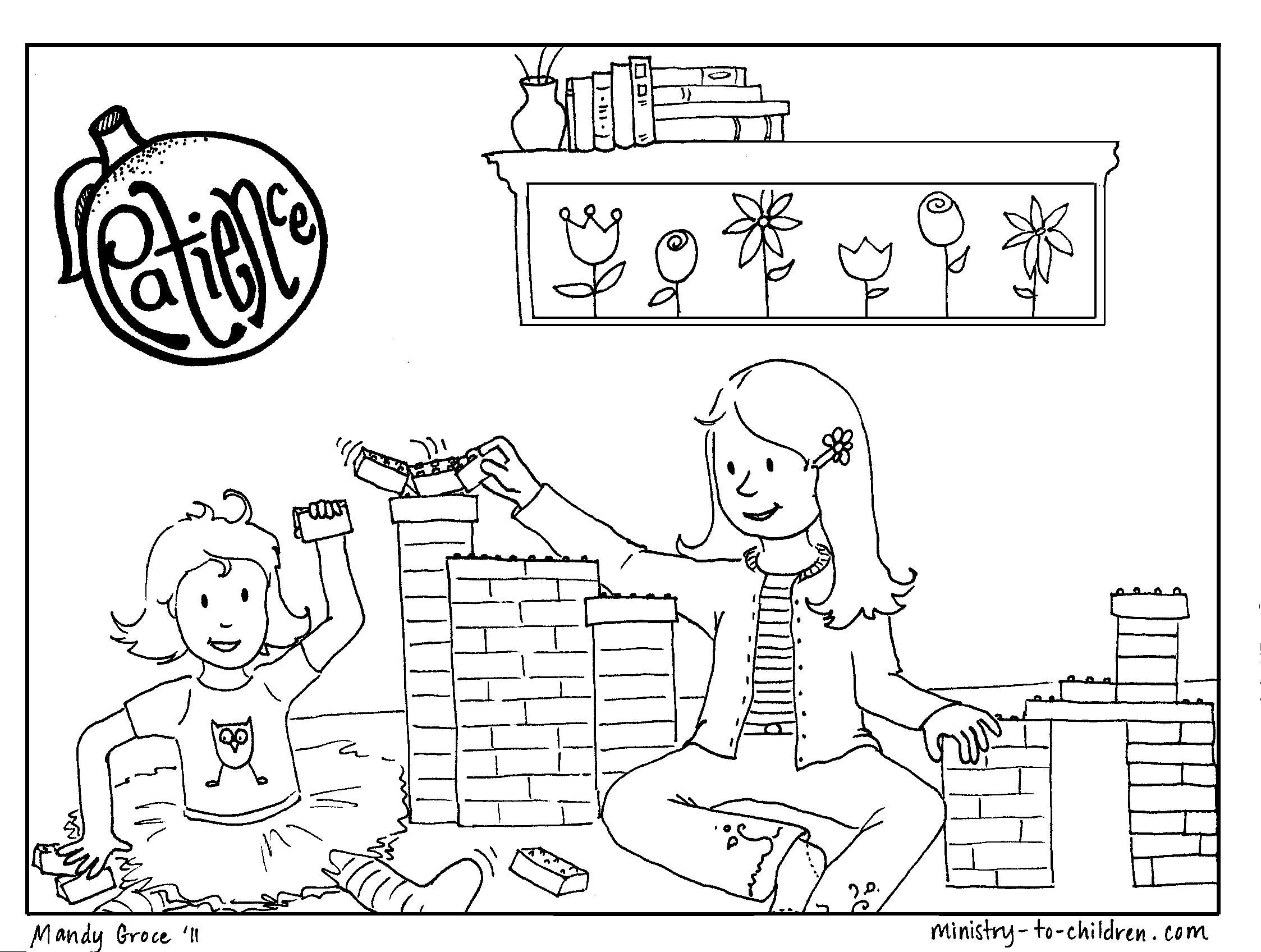 free coloring page about patience - Google Search.15.03.08 | Bible lessons  for kids, Bible coloring pages, Fruit of the spirit